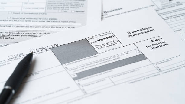 istock Form 1099-NEC, Nonemployee Compensation, IRS Tax Return Filing Document Close-Up 2195199353