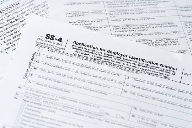 istock SS-4 Form, Application for Employer Identification Number, IRS Tax Document Close-Up 2195199420