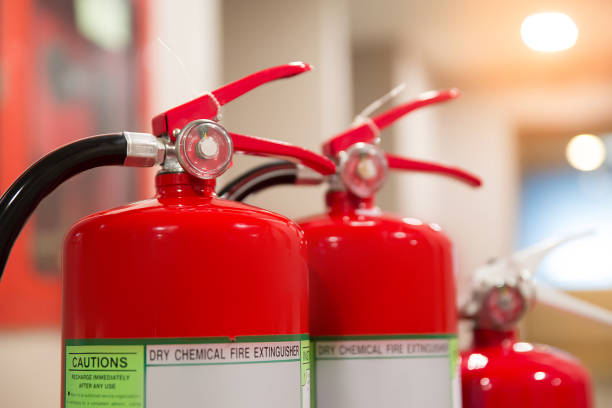 istock Fire extinguisher in fire control room for fire prevention, emergency, rescue and safety Concept. 2195200727