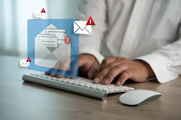 istock Mail Communication Connection message to mailing contacts phone Global Letters Concept 2195202230