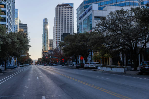 Empty Streets in Down town Austin due to storm Enzo creating snow and extremely cold conditions in the state of Texas on Tuesday 21st of January 2025