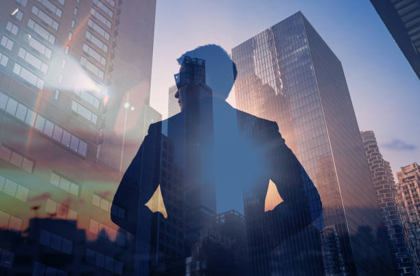 istock Businessman looking into bright future in the city. 2195204949