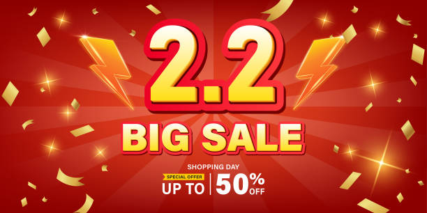 istock 2.2 discount flash sale background. Vector illustration for shopping day, online shopping, special Offer coupon, voucher, banner template, websites, social media advertising. 2195205293