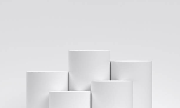 istock White product display podium in studio room, for display presentation 2195206832