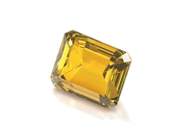 istock Yellow Diamond Gemstone with high quality on a white background 2195206859