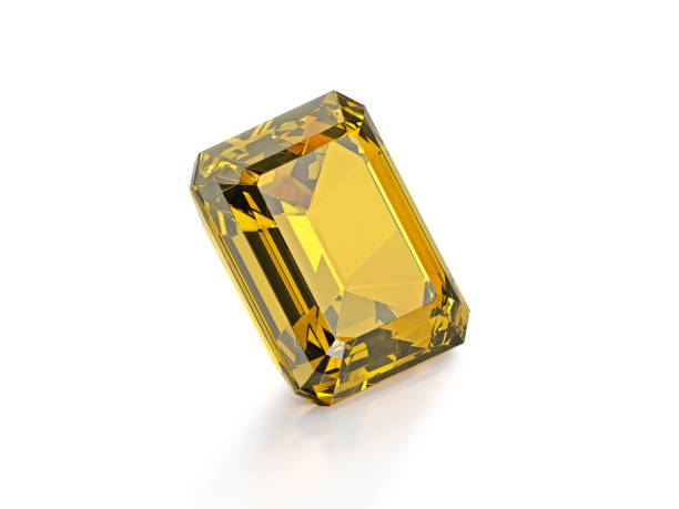 istock Yellow Diamond Gemstone with high quality on a white background 2195206864