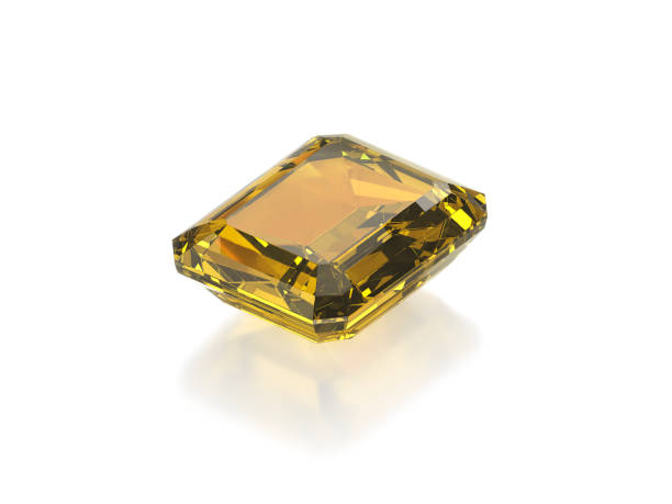 istock Yellow Diamond Gemstone with high quality on a white background 2195206865