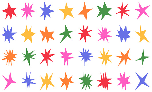 Sharp Stars Pattern Set Featuring Images Of Irregular Sharp Stars It Includes Abstract ...