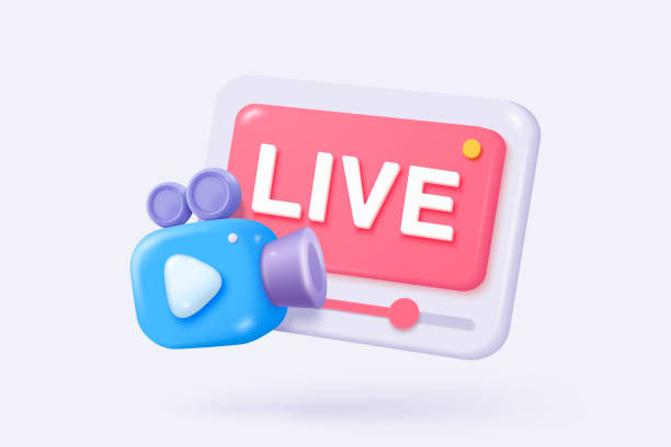 istock 3D live stream icon on social media browser, emotion in cinema frame. Social media playing video promote the idea of passive revenue generation. 3D live entertainment icon vector render illustration 2195207903