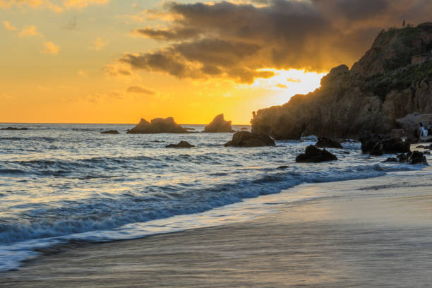 istock Malibu beach at sunset moment 2195209773
