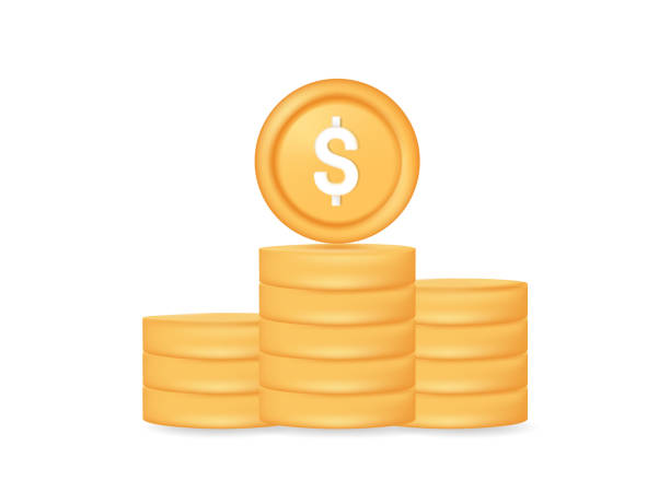 istock 3D vector illustration of stacked gold coin icon, minimalist style, with dollar sign above. For wealth, savings, money, investment, banking, business. Isolated on white background. 2195209943