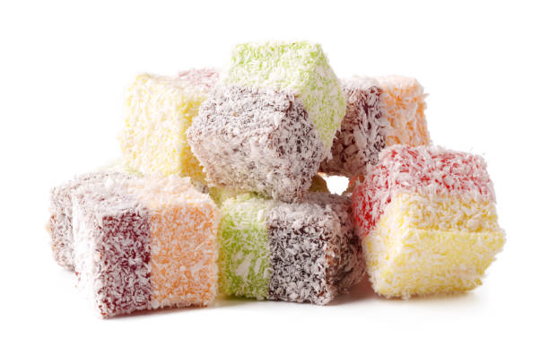 istock Colorful coconut coated sweets arranged in a delicious display ready to be enjoyed with tea or coffee 2195210524