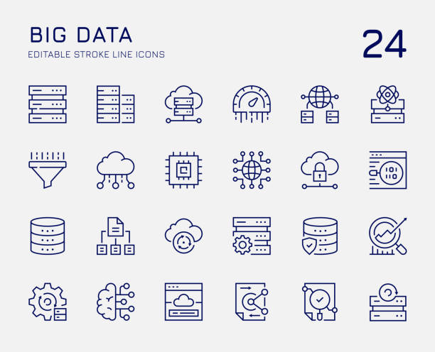 ikony řádků big data - big data stock ilustrace