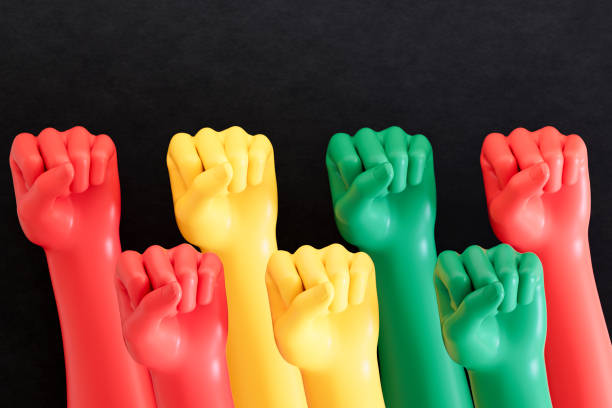 Black History Month Fists.Digitally generated image. 3d render.