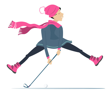 Cold Golf Animation Cold Weather Golfer Woman On The Golf Course Stock Illustration ...
