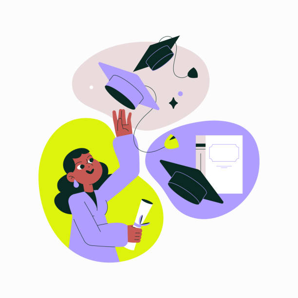 istock Female Graduate Tossing Graduation Cap In Flat Vector Illustration Symbolizing Academic Achievement, Celebration, And Success, Isolated On White Background 2195235449