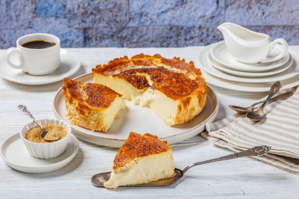 istock San Sebastian or Basque burnt cheesecake on plate 2195238155