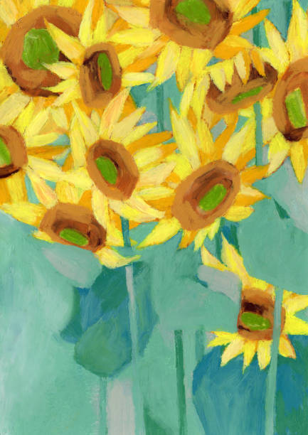 istock Illustration of sunflowers in oil pastel 2195238459