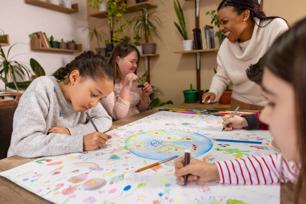 istock Happy Classroom Celebrates Earth Day with Art 2195242605