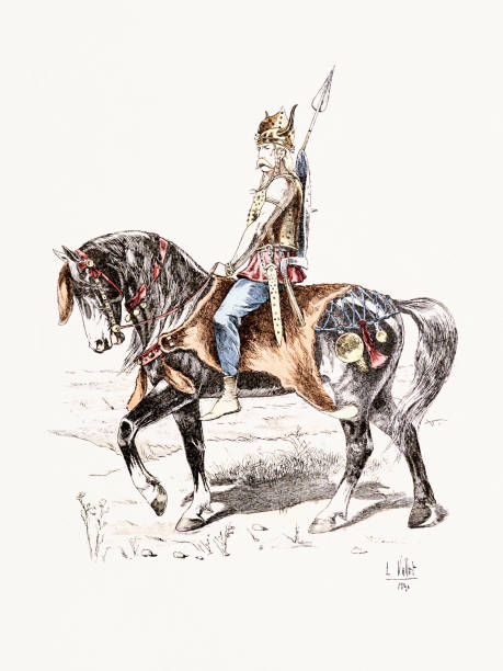 istock Equestrian illustration from a 19th-century French book 2195245882