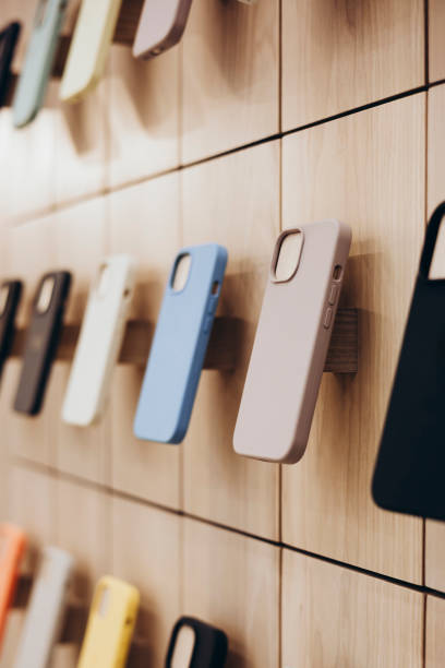 istock Assortment of protective cellphone phone cases in electronics shop interior. 2195248360