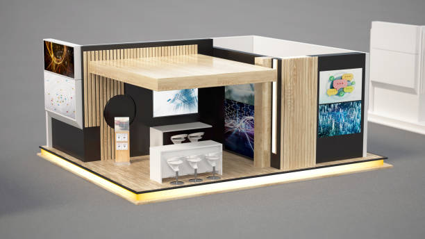 Sleek and modern exhibition stand is showcased in a special area.