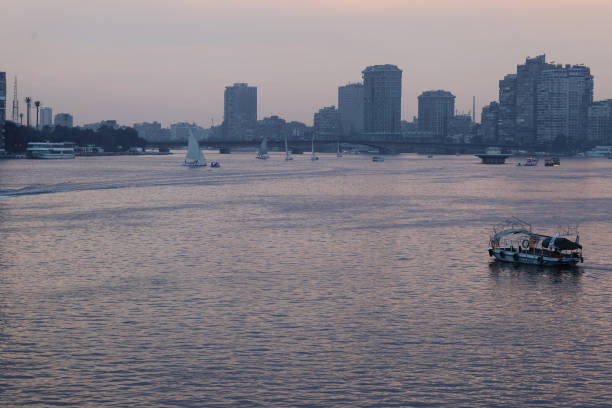 Scenic views of the Nile River at sunset.