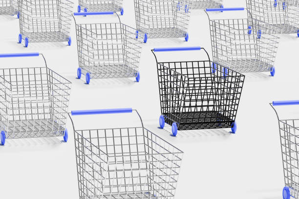 3D rendered black shopping cart