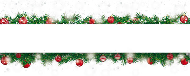 istock Christmas banner with green twigs and red baubles in the snow. Eps 10 vector file. 2195265224
