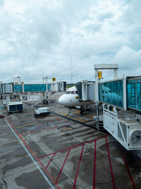 istock A passenger airplane docked at gate 9 with an extended boarding bridge at Ernesto Cortissoz International Airport in Barranquilla 2195272857