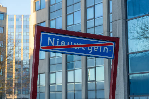 Nieuwegein, the Netherlands. 11 January 2025. Nieuwegein name sign when you leaving the city by bike or car.