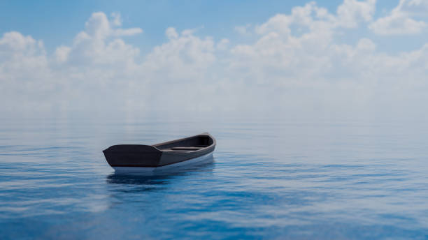 Calm Water Scene with a Small Wooden Boat