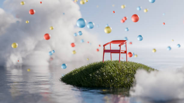 istock Floating Island Chair with Colorful Spheres 2195275627