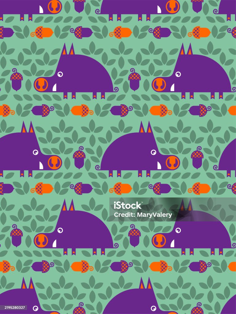 Hog Pattern Boar Pattern Seamless Cute Hog And Offspring Background Wild Pig ...