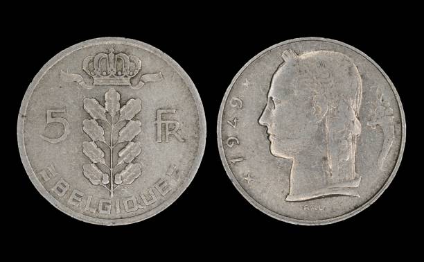 istock 1949 Belgian 5 Franc coin with crowned oak branch and profile. 2195282682