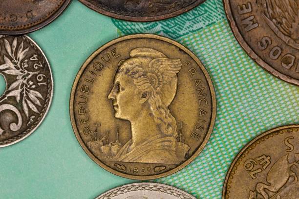 Vintage French Coins Close-Up