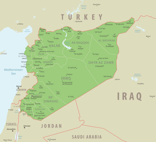 istock Syria detailed map with regions and cities of the country. 2195283073