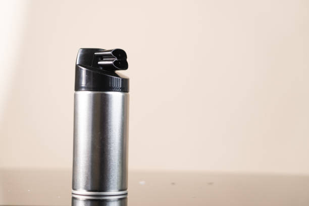 istock Sleek Silver Spray Canister with Black Nozzle 2195285160