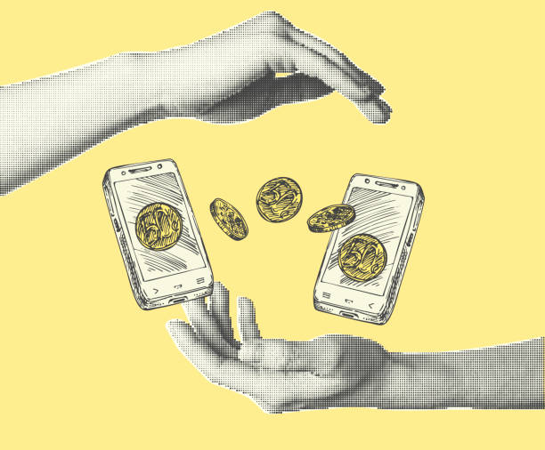 istock Collage with halftone-style hand. Minimalist cash savings metaphor concept finance-themed. Idea for banner composition with coins. Cutouts magazine. Vector illustration. 2195286600
