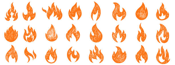 2627_fire_crayon - płomień stock illustrations