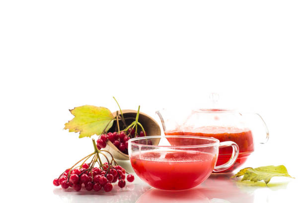 istock tea from ripe red viburnum isolated on white background 2195301305
