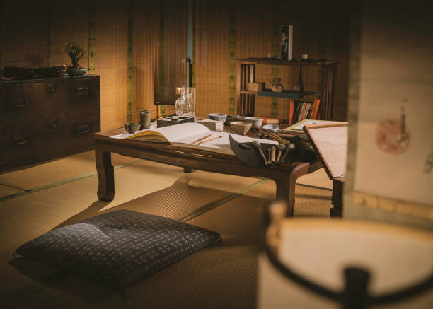 istock A traditional Japanese room with table and calligraphy material 2195301473