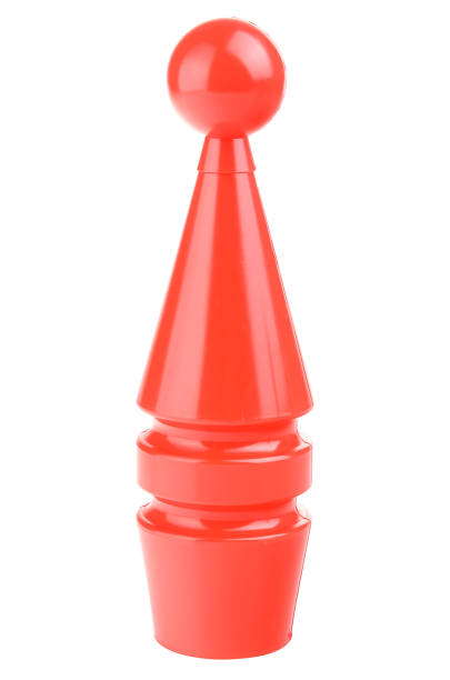 istock Multicolored bowling pins and a bowling ball isolated on a white background. Children's plastic bowling set, close-up. Active sports games, children's leisure 2195302443