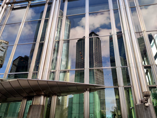 Modern skyscrapers reflections in Hong Kong Central district.