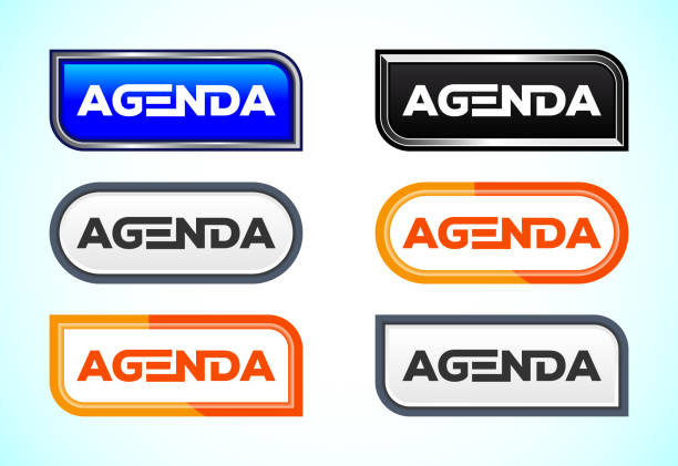 istock Agenda button set of different shapes and colors. Suitable for mobile app, and website UI design. 2195309413