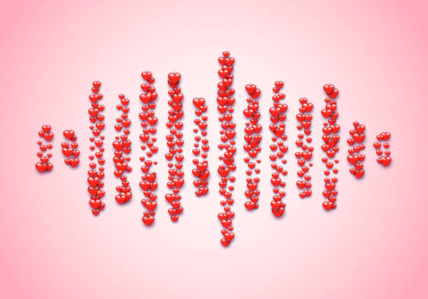 Sound wave filled with hearts for Valentine's Day, love mixtape cover Sound wave filled with hearts for Valentine's Day and love mixtape cover mix tape heart stock illustrations