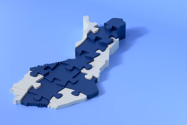 istock Puzzle pieces forming Finland map on blue background 2195311285