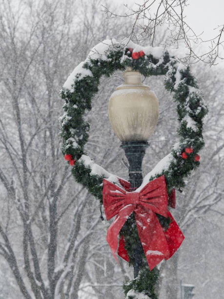 istock Ice and Snow Covered Holiday Town Decorations 2195311613