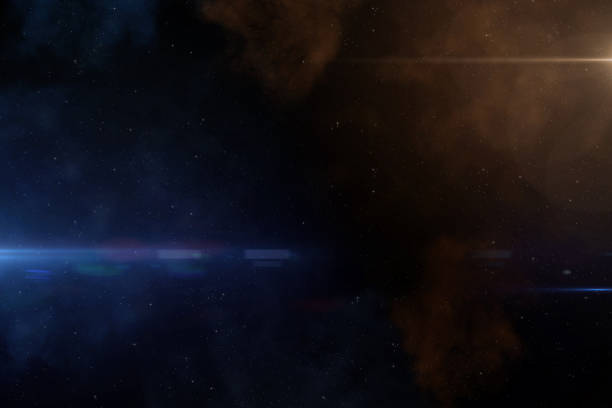 Nebula and galaxies in space. Colorful space with lens flares stars background. Space starry template. Beautiful science fiction wallpaper. Elements of this image furnished by NASA.