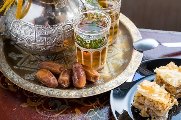 istock Moroccan tea, with dates and sweet baklava 2195314942